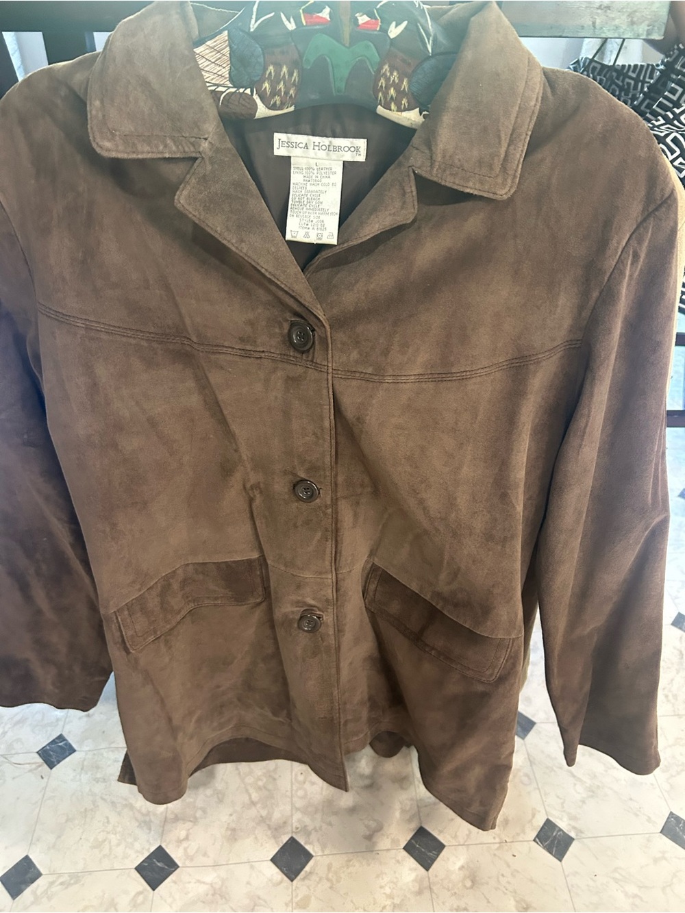 Brown leather  Button-Front Women's Jacket